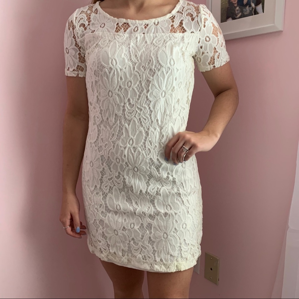 Off-White Floral Lace Hollister Dress